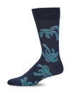 PAUL SMITH MEN'S BIG PALM STRETCH-COTTON MID-CALF SOCKS,0400010455897