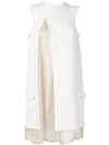 COURRÈGES LAYERED SLIT SLEEVELESS DRESS