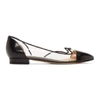 CHARLOTTE OLYMPIA CHARLOTTE OLYMPIA BLACK AND TRANSPARENT DORSAY KITTEN BALLERINA FLATS