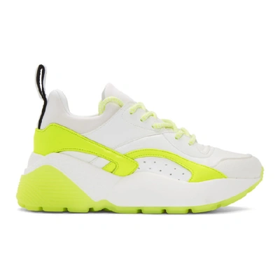 Stella Mccartney Eclypse Logo-woven Neon Faux Leather, Suede And Neoprene Trainers In Yellow