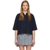 THOM BROWNE THOM BROWNE NAVY OVERSIZED PIQUE POLO