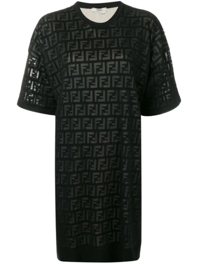Fendi Inlaid Ff Motif T-shirt Dress In Black