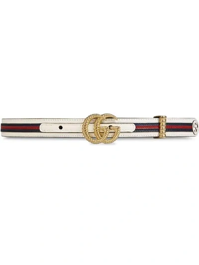 Gucci Leather Belt With Torchon Double G Buckle In White