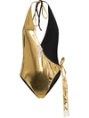 GUCCI GUCCI HALTERNECK TWO-TONE SWIMSUIT - GOLD