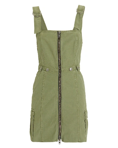 Ksubi Crypt Cotton Pinafore Dress In Olive/army