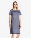 ANN TAYLOR EMBROIDERED CHAMBRAY SHIFT DRESS,499254