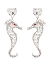 Alessandra Rich Seahorse Crystal Clip-on Earrings In Silver
