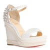 CHRISTIAN LOUBOUTIN MADMONICA 120 WHITE LEATHER WEDGES,CL14533S