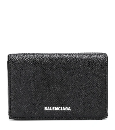 Balenciaga Ville Printed Textured-leather Wallet In Black