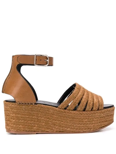 Loewe Platform Wedge Sandals In Brown