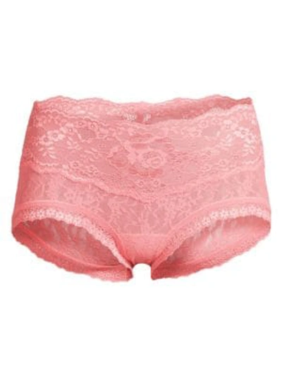 Hanky Panky American Beauty Rose Lace Trousery In Pink Parfait