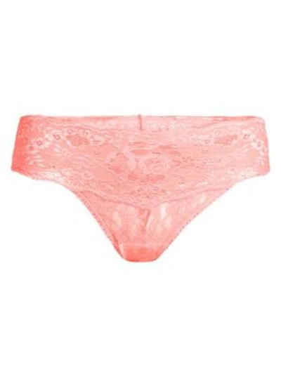 Hanky Panky American Beauty Rose Lace Thong In Pink Parfait