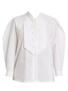 CHLOÉ Pleated Placket Cotton Poplin Blouse