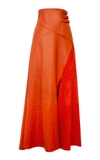 ALEJANDRA ALONSO ROJAS BUCKLED WAISTBAND LEATHER FLARED SKIRT,S364-L-CA-NAP-F19