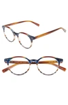 EYEBOBS CASE CLOSED 49MM ROUND READING GLASSES - BLUE/BROWN,2419 76