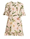 DOLCE & GABBANA Floral Print Ruffle Trim Dress
