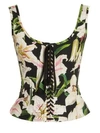 DOLCE & GABBANA SLEEVELESS LACE-UP FLORAL BUSTIER