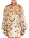 DOLCE & GABBANA Organza Lily Print High-Neck Blouse