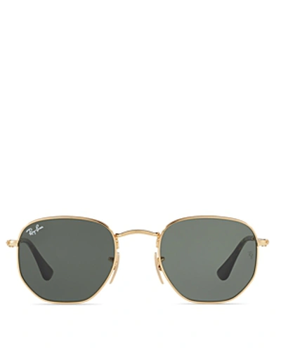 Ray Ban Ray-ban Ray-ban Polarized Hexagonal Rb3548n-001-5851-21 Gold Geometric Sunglasses In Green