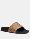 Coach Women's Signature Pvc Pool Slides In Tan