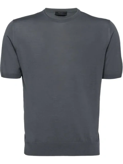 Prada Worsted Wool Crew-neck Sweater In Smoky Gray