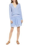 Rails Jasmine Striped V-neck Long-sleeve Tiered Mini Dress In Azure Stripe