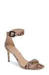 GIUSEPPE ZANOTTI SNAKE EMBOSSED ANKLE STRAP SANDAL,E900147A