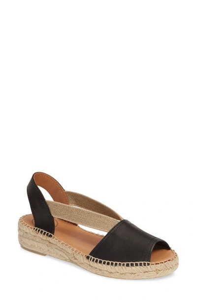Toni Pons Flat Leather Sandal With Elastics In Black