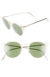 Oliver Peoples Men's O'malley Peaked Round Sunglasses With Mineral Glass Lenses - Buff Green In Green C