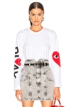 Comme Des Garçons Play Comme Des Garcons Play White And Red Logo Single Heart Long Sleeve T-shirt In White