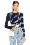 PROENZA SCHOULER PROENZA SCHOULER TIE DYE RIB LONG SLEEVE TOP IN BLUE,PROE-WS135