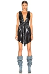 Isabel Marant Kyle Metallic Silk Mini Dress In Metallic Blue