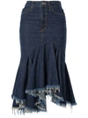 FACETASM CUT-OFF DENIM SKIRT