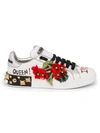 DOLCE & GABBANA FLORAL GRAFFITI LEATHER SNEAKERS