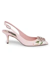 DOLCE & GABBANA Crystal Floral Leather Slingbacks