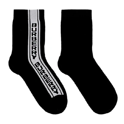 Burberry Logo Stripe Intarsia Cotton Blend Socks - 黑色 In Black