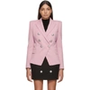 Balmain Double-breasted Wool-twill Blazer In Pink