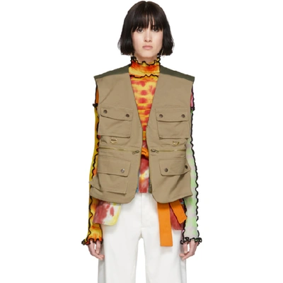 Asai Ssense Exclusive Reversible Tan & Khaki Multipocket Vest