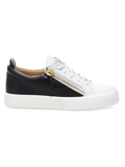 Giuseppe Zanotti Two-tone Leather Low-top Platform Trainers In White Black