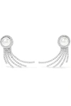 ALESSANDRA RICH OVERSIZED SILVER-TONE, CRYSTAL AND FAUX PEARL CLIP EARRINGS