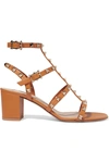 Valentino 60mm Rockstud Leather Sandals In Tan