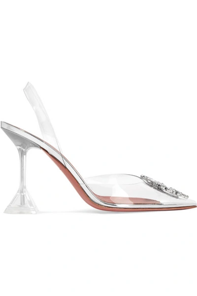 AMINA MUADDI BEGUM CRYSTAL-EMBELLISHED PVC SLINGBACK PUMPS