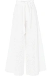 PAPER LONDON CURACAO BRODERIE ANGLAISE COTTON WIDE-LEG PANTS