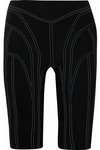 MUGLER EMBROIDERED STRETCH-JERSEY SHORTS