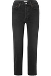 RE/DONE STOVE PIPE COMFORT STRETCH CROPPED HIGH-RISE STRAIGHT-LEG JEANS