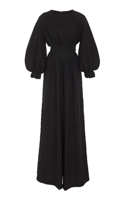 Andres Otalora Emma Wool Wide-leg Jumpsuit In Black