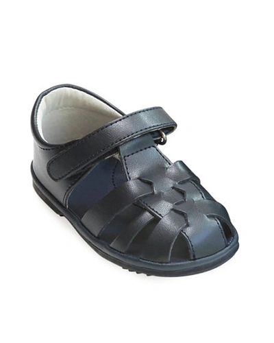 L'amour Shoes Mack Leather Fisherman Sandal, Baby In Navy