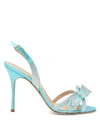 Alessandra Rich Crystal-embellished Satin Slingback Sandals In Turquoise