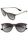 Ray Ban Erika Classic 54mm Sunglasses - Black/ Grey Gradient In Black Rubber/grey Gradient Gray Polarized