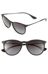 Ray Ban Ray-ban Erika 54mm Gradient Round Sunglasses In Black